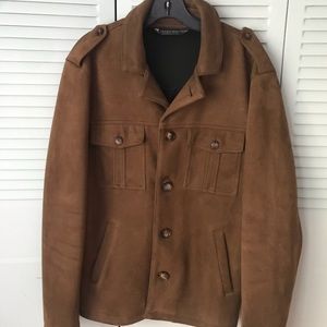 Zara jacket.   Suede ( possibly micro suede )